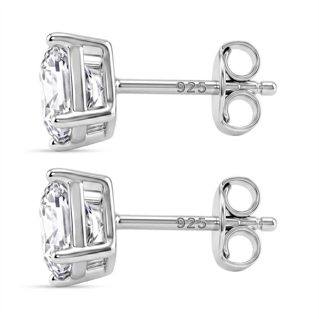 D'Joy - GRA Certified D-VVS1  Moissanite Solitaire Stud Push Post Earring in Rhodium Overlay Sterling Silver 2.00 Ct._8592946_3