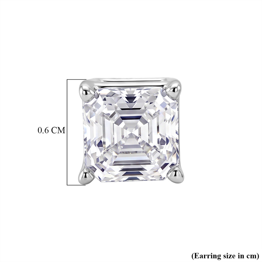 D'Joy - GRA Certified D-VVS1  Moissanite Solitaire Stud Push Post Earring in Rhodium Overlay Sterling Silver 2.00 Ct._8592946_5