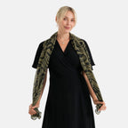 La Marey Womens Lightweight Abstract Swirl Printed Scarf (180 x 80 cm) - Green_8592979_3