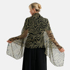 La Marey Womens Lightweight Abstract Swirl Printed Scarf (180 x 80 cm) - Green_8592979_4