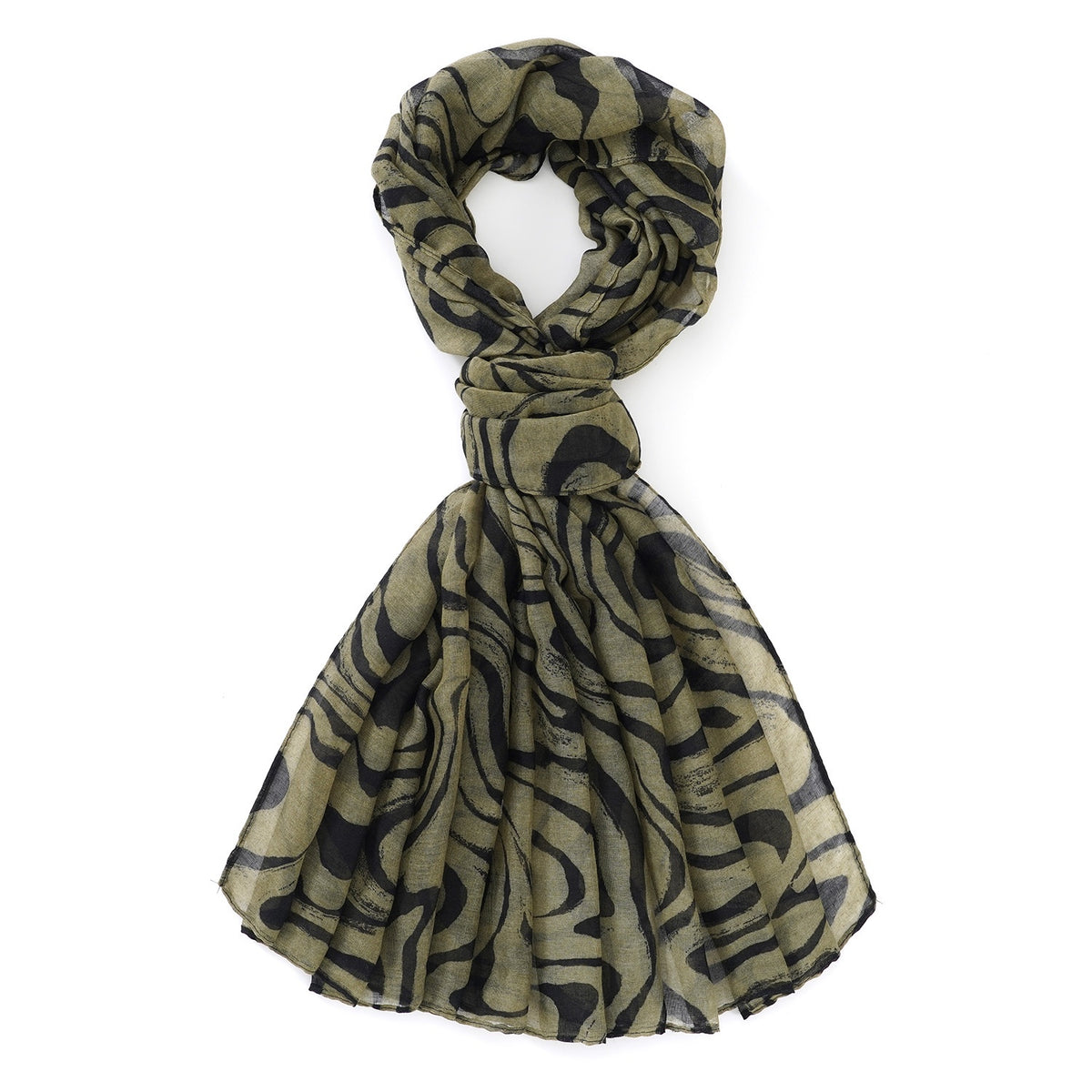 La Marey Womens Lightweight Abstract Swirl Printed Scarf (180 x 80 cm) - Green V32610422 6