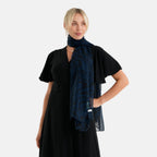La Marey Womens Lightweight Abstract Swirl Printed Scarf (180 x 80 cm) - Blue_8592980_1