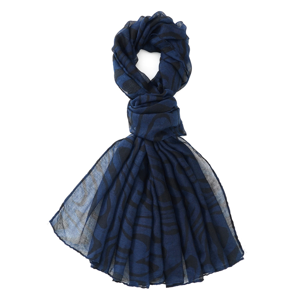 La Marey Womens Lightweight Abstract Swirl Printed Scarf (180 x 80 cm) - Blue 8592980 6