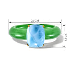 D'Joy - Natural Larimar & Carved Jadeite Solitaire Ring in Yellow Gold Plated Sterling Silver 15.50 Ct._8592990_4