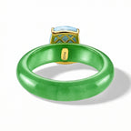 D'Joy - Natural Larimar & Carved Jadeite Solitaire Ring in Yellow Gold Plated Sterling Silver 15.50 Ct._8592992_3