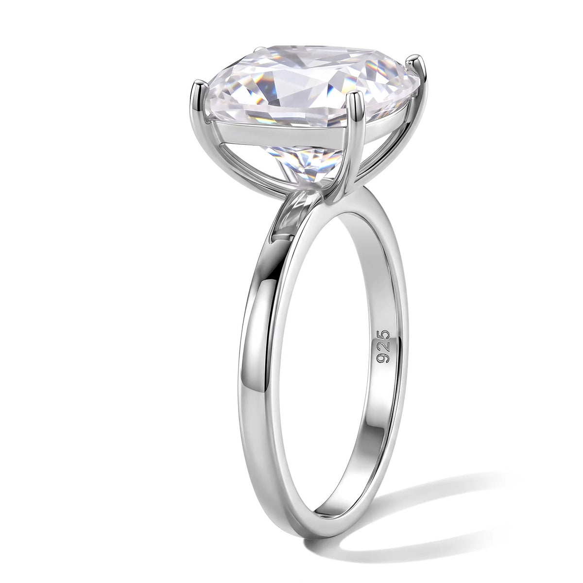 Premium Old Mine Cut Moissanite Solitaire Ring in Rhodium Overlay Sterling Silver 5.70 Ct. 8592997 3