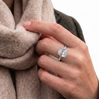 Premium Old Mine Cut Moissanite Solitaire Ring in Rhodium Overlay Sterling Silver 5.70 Ct._8592997_3