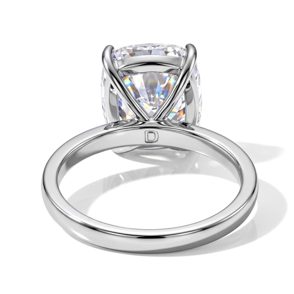 Premium Old Mine Cut Moissanite Solitaire Ring in Rhodium Overlay Sterling Silver 5.70 Ct._8592997_4