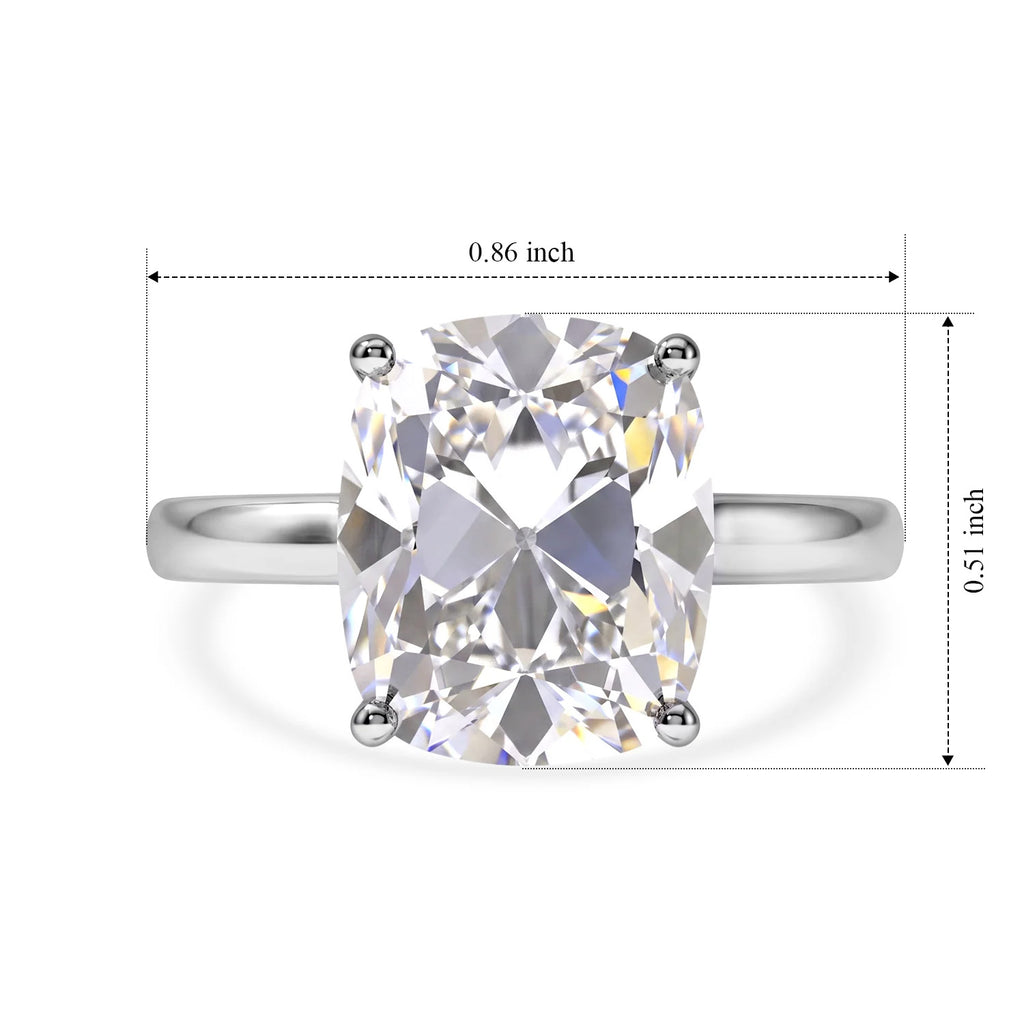 Premium Old Mine Cut Moissanite Solitaire Ring in Rhodium Overlay Sterling Silver 5.70 Ct._8592997_7