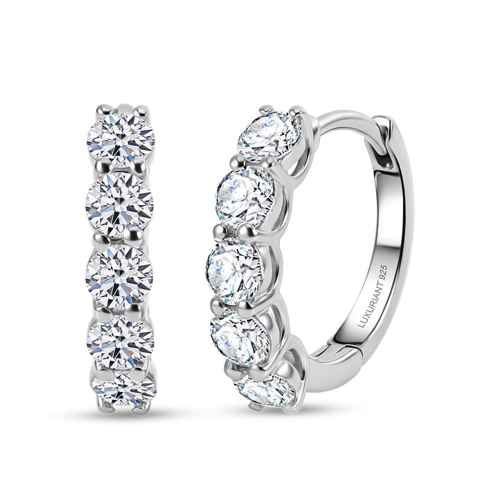 Luxuriant - Lab Grown Diamond (SI-G-H) Hoop Earring in Rhodium Overlay Sterling Silver 1.90 Ct. 8593082 1