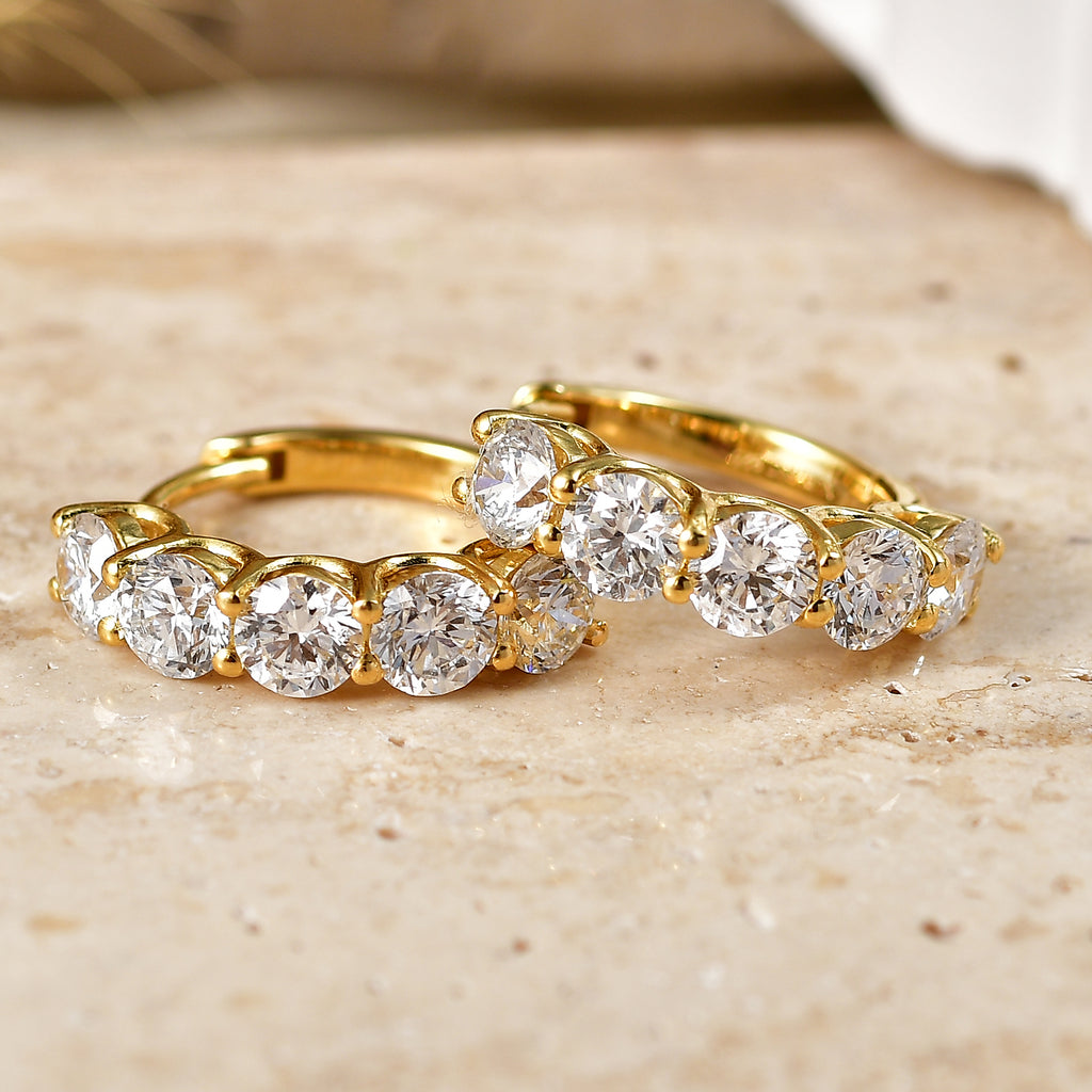 Luxuriant - Lab Grown Diamond (SI/G-H) Hoop Earring in 18K Vermeil Yellow Gold Plated Sterling Silver 1.90 Ct._8593083_2