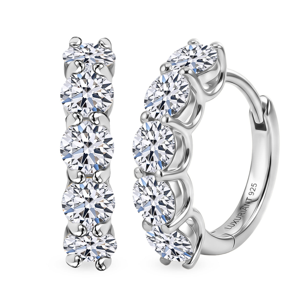 Luxuriant - Lab Grown Diamond (SI/G-H) Hoop Earring in Rhodium Overlay Sterling Silver 3.00 Ct. 8593090 0