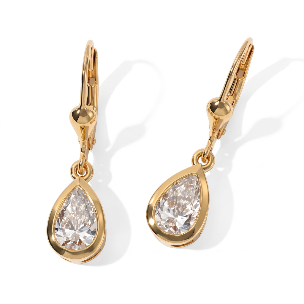 Luxuriant - Lab Grown Diamond (SI/G-H) Solitaire Lever Back Earring in 18K Vermeil Yellow Gold Plated Sterling Silver 2.00 Ct._8593093