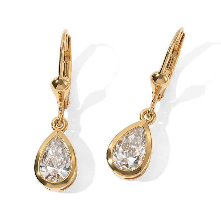 Luxuriant - Lab Grown Diamond (SI-G-H) Solitaire Lever Back Earring in 18K Vermeil Yellow Gold Plated Sterling Silver 2.00 Ct. 8593093 1