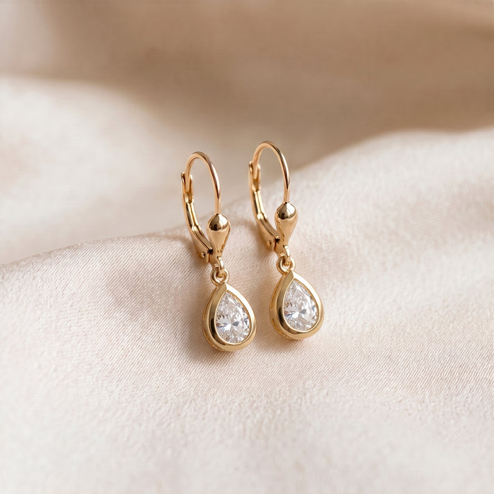 Luxuriant - Lab Grown Diamond (SI/G-H) Solitaire Lever Back Earring in 18K Vermeil Yellow Gold Plated Sterling Silver 2.00 Ct. 8593093 2