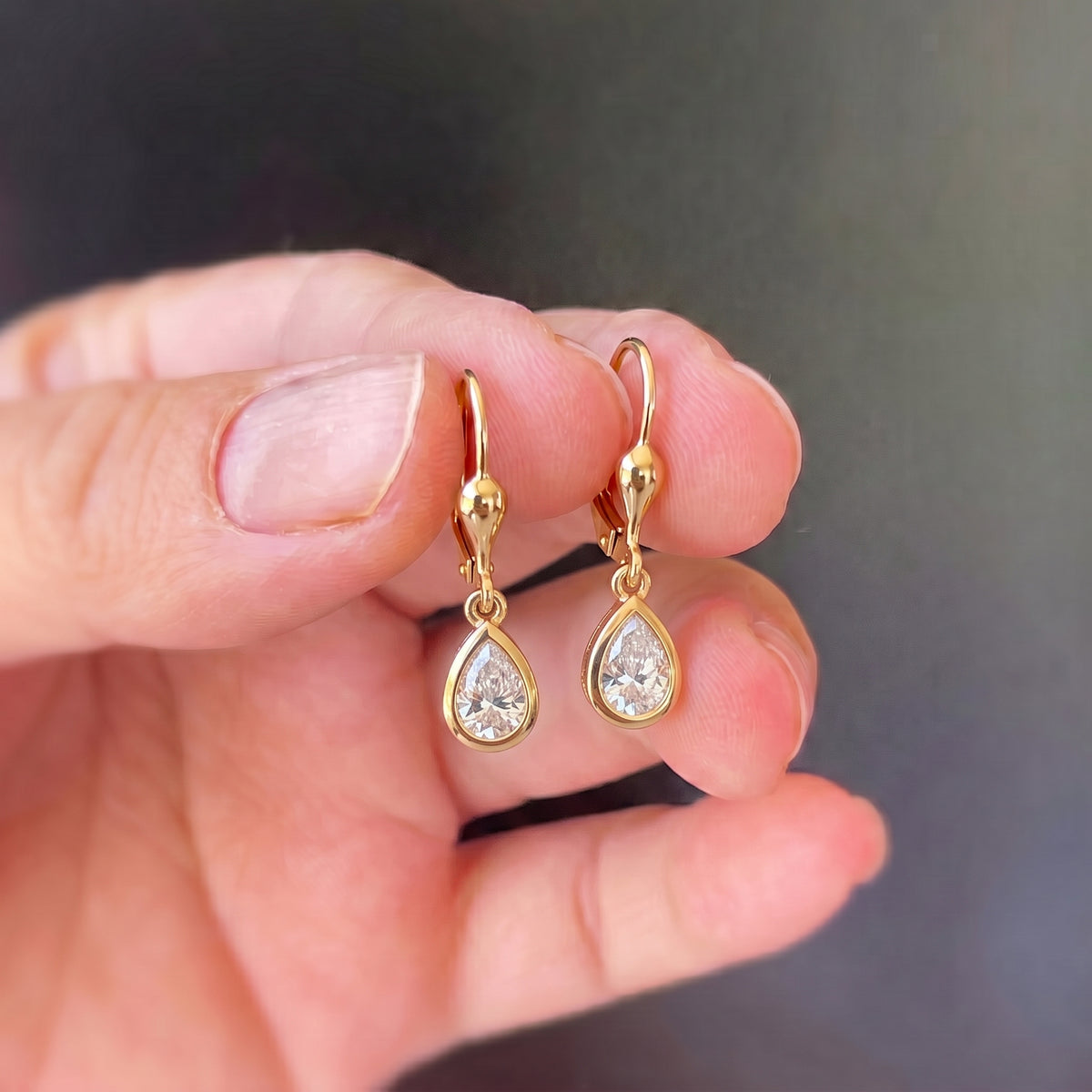 Luxuriant - Lab Grown Diamond (SI/G-H) Solitaire Lever Back Earring in 18K Vermeil Yellow Gold Plated Sterling Silver 2.00 Ct. 8593093 3