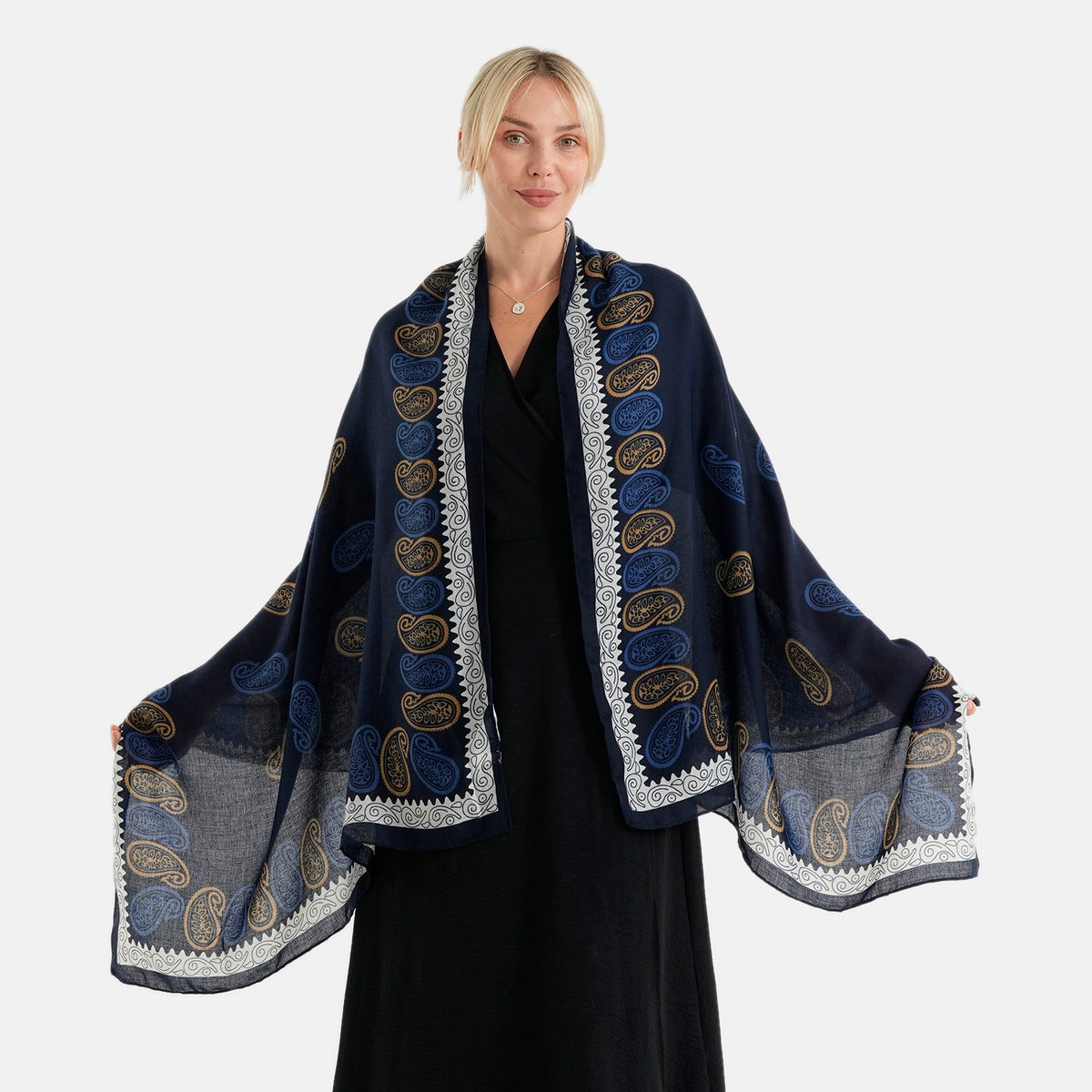 La Marey Womens Lightweight Printed Scarf (180 x 80 cm) - Blue V32757452 0