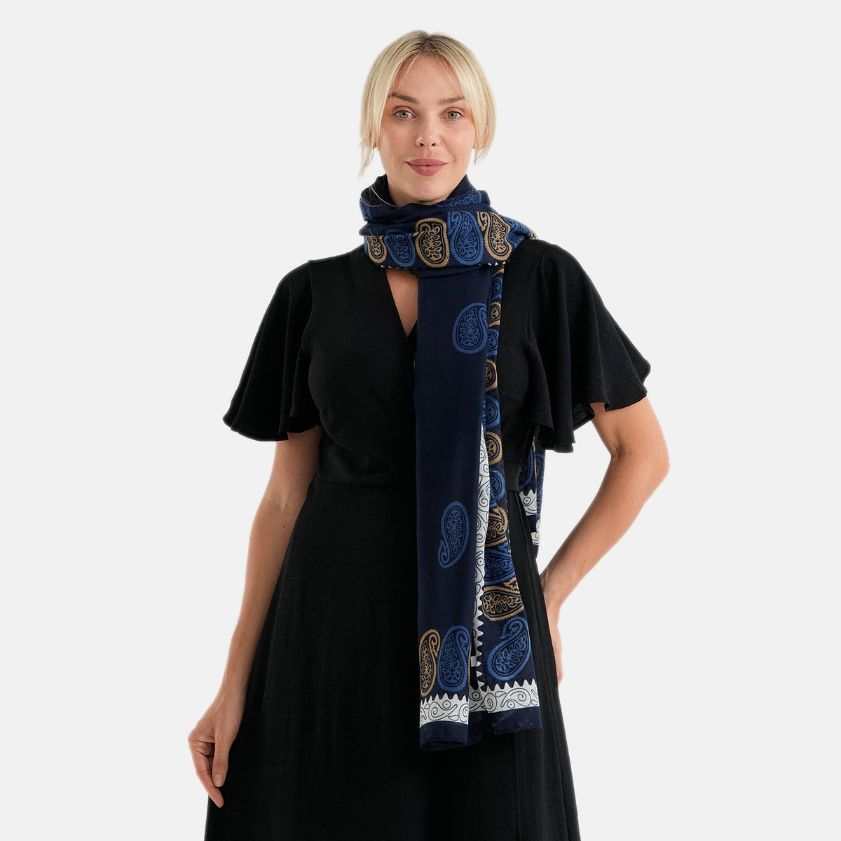 La Marey Womens Lightweight Printed Scarf (180 x 80 cm) - Blue V32757452 2
