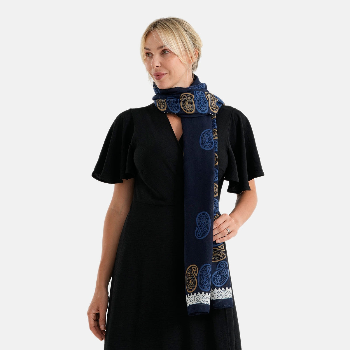 La Marey Womens Lightweight Printed Scarf (180 x 80 cm) - Blue V32757452 3