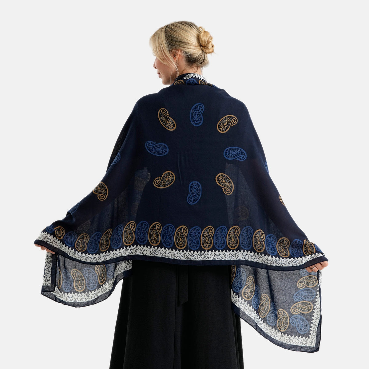 La Marey Womens Lightweight Printed Scarf (180 x 80 cm) - Blue V32757452 5