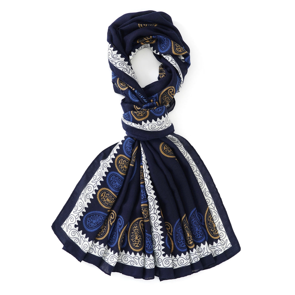 La Marey Womens Lightweight Printed Scarf (180 x 80 cm) - Blue_8593258_5