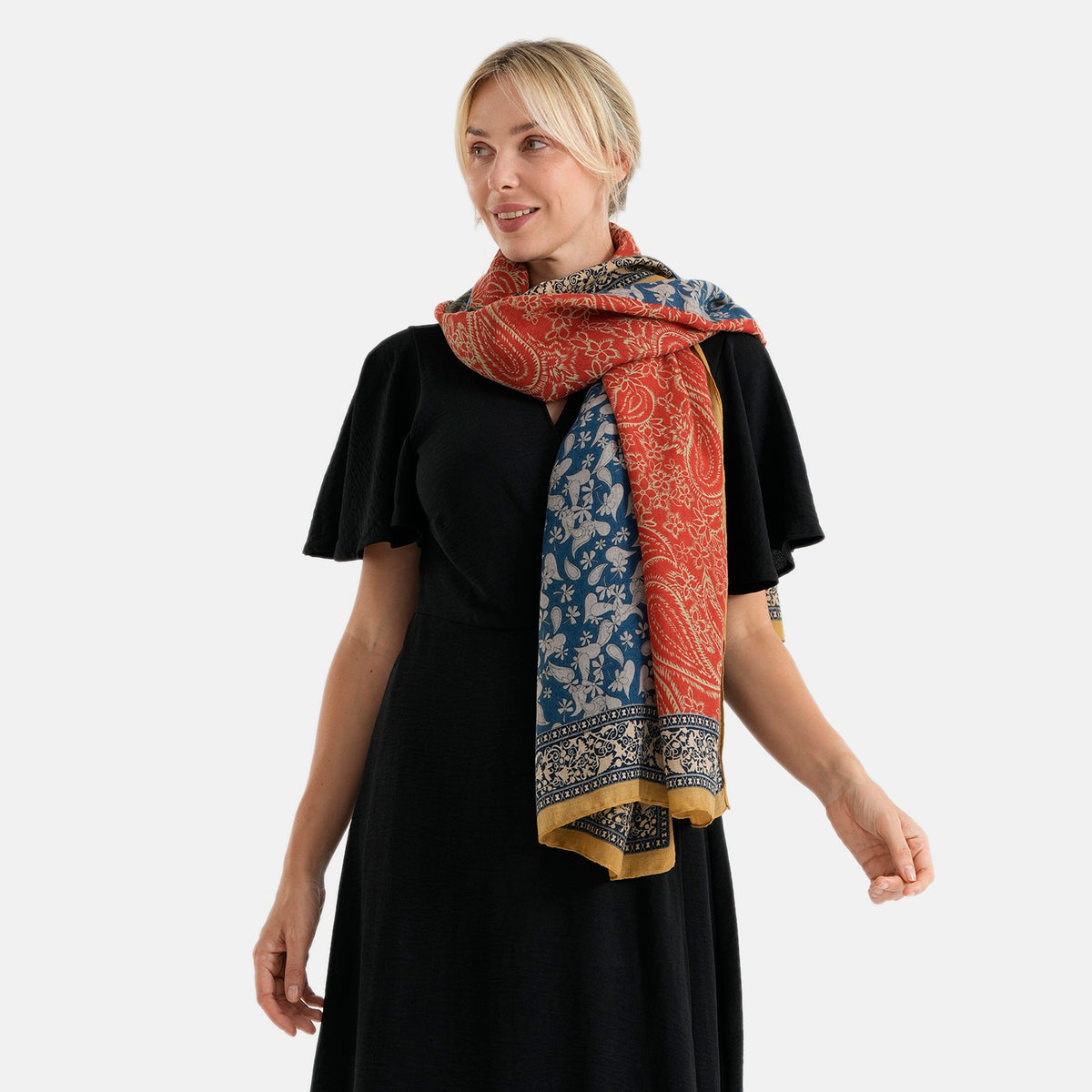 La Marey Womens Lightweight Printed Scarf (180 x 80 cm) - Yellow V32753947 2