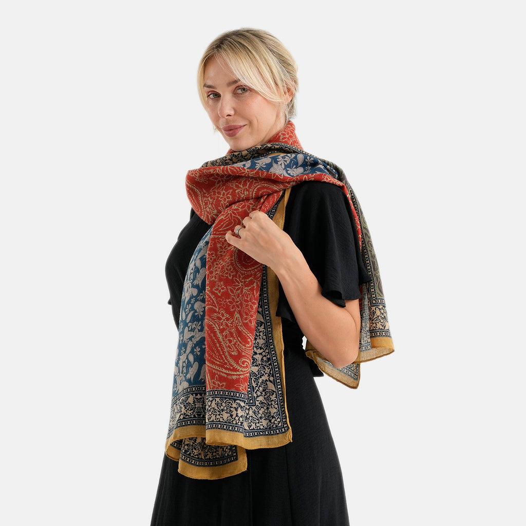 La Marey Womens Lightweight Printed Scarf (180 x 80 cm) - Yellow_8593264_2