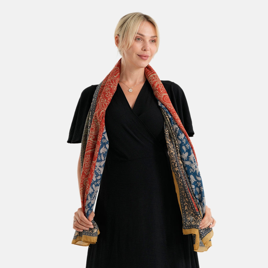 La Marey Womens Lightweight Printed Scarf (180 x 80 cm) - Yellow_8593264_3