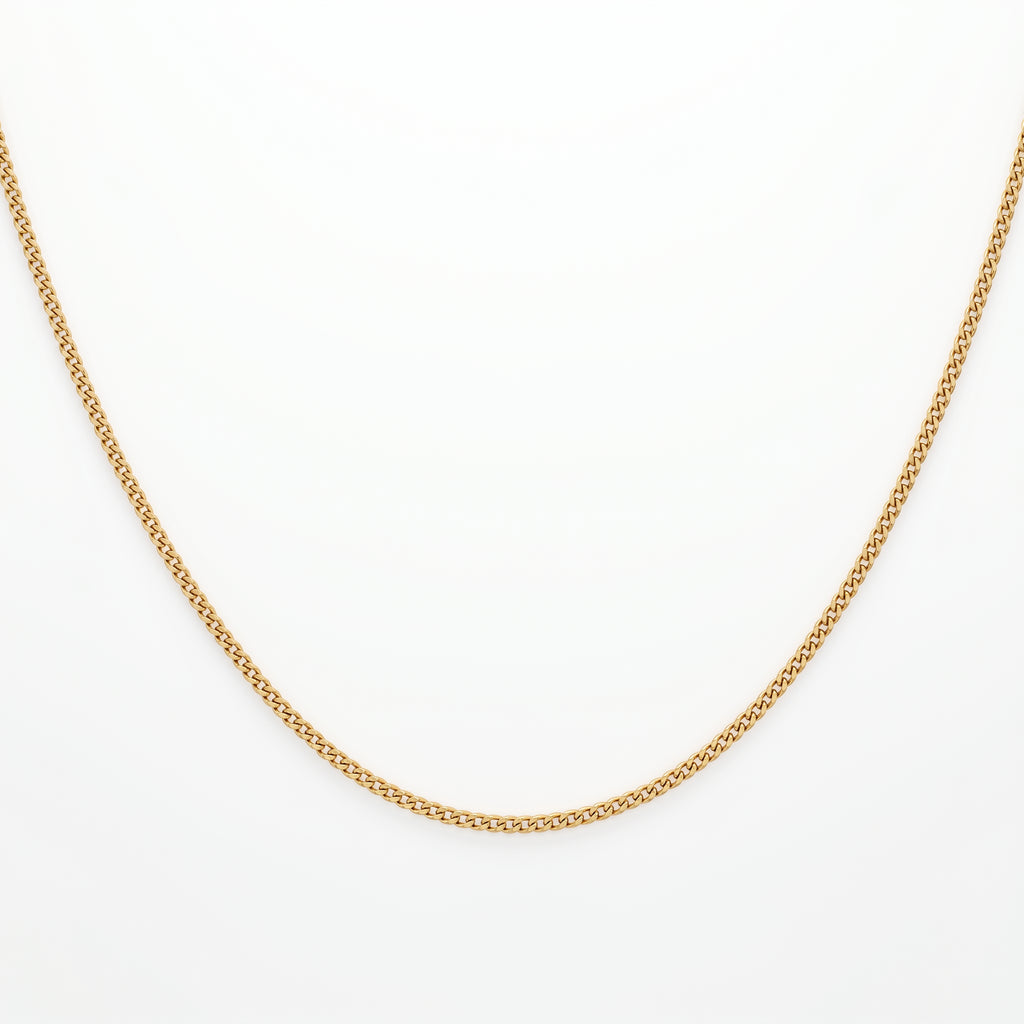 9K Yellow Gold Hollow Curb Chain (Size - 24) with Spring Ring Clasp_8593283