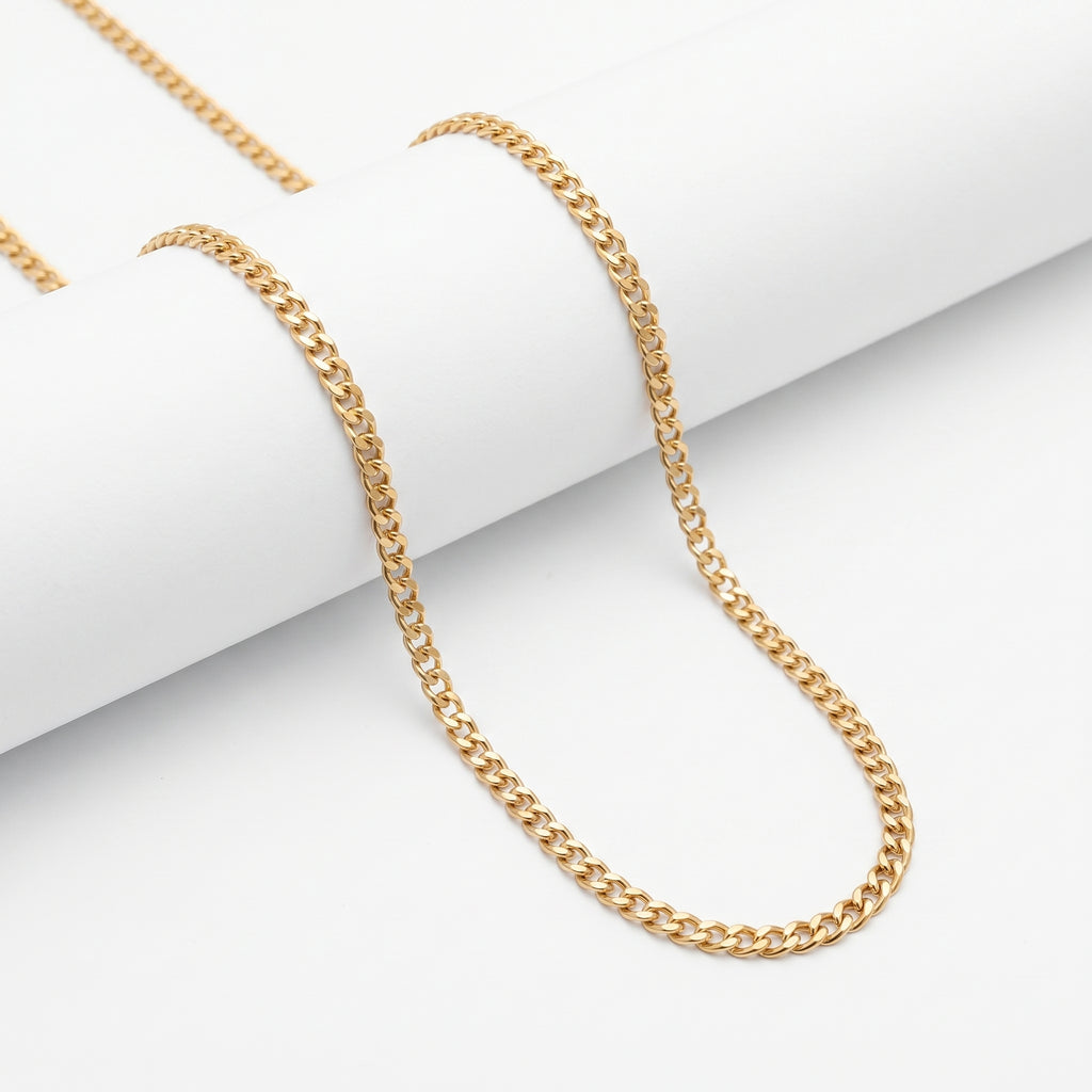 9K Yellow Gold Hollow Curb Chain (Size - 24) with Spring Ring Clasp_8593283_4