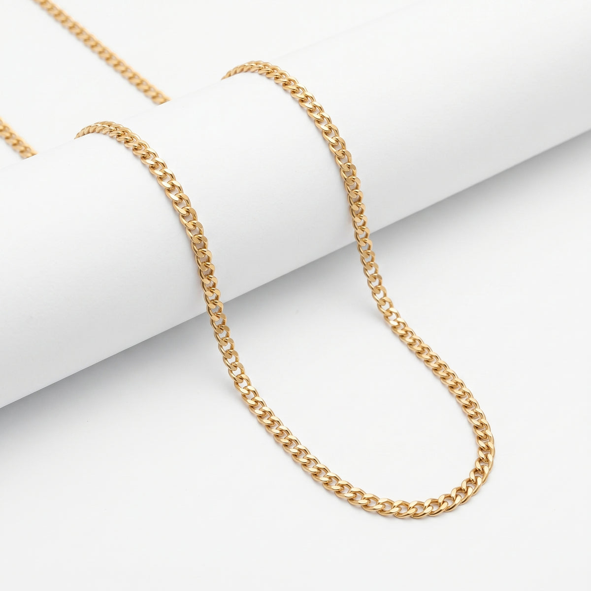 9K Yellow Gold 2.2MM Hollow Curb Chain with Spring Ring Clasp 24 Inch V32602834 4