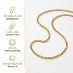 9K Yellow Gold Hollow Curb Chain (Size - 24) with Spring Ring Clasp_8593283_6
