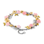 Jardin Collection-Pink Mother Of Pearl and Multi Gemstones Adjustable Floral Bracelet (Size - 7+1 Ext) in Rhodium Overlay Sterling Silver_8593296_3