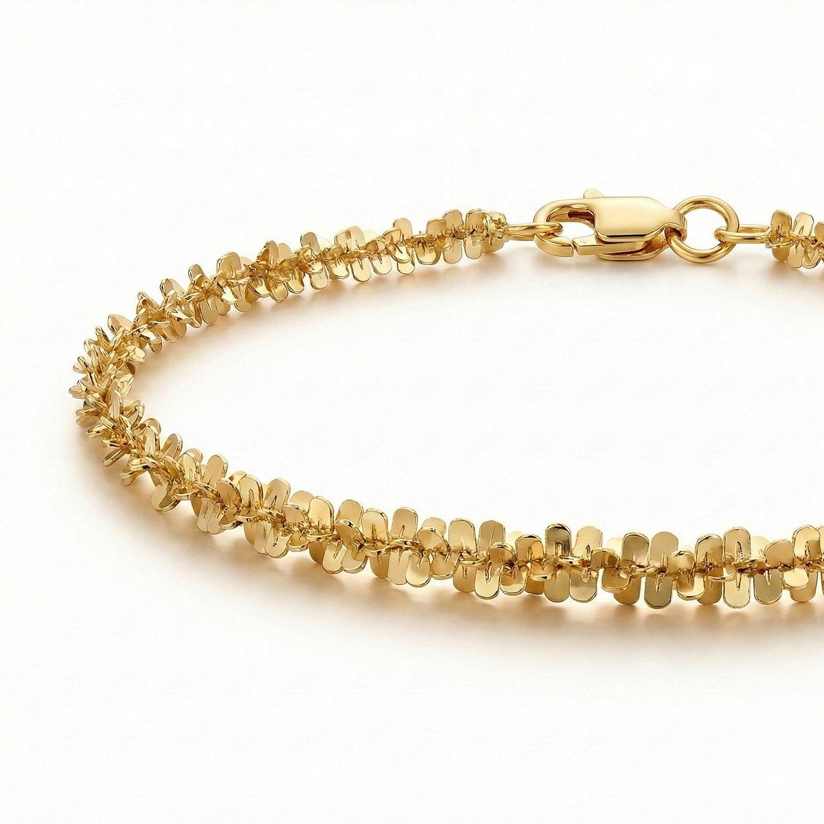 9K Yellow Gold 2.5MM Criss Cross Bracelet with Lobster Clasp 7.5 Inch V32571112 3