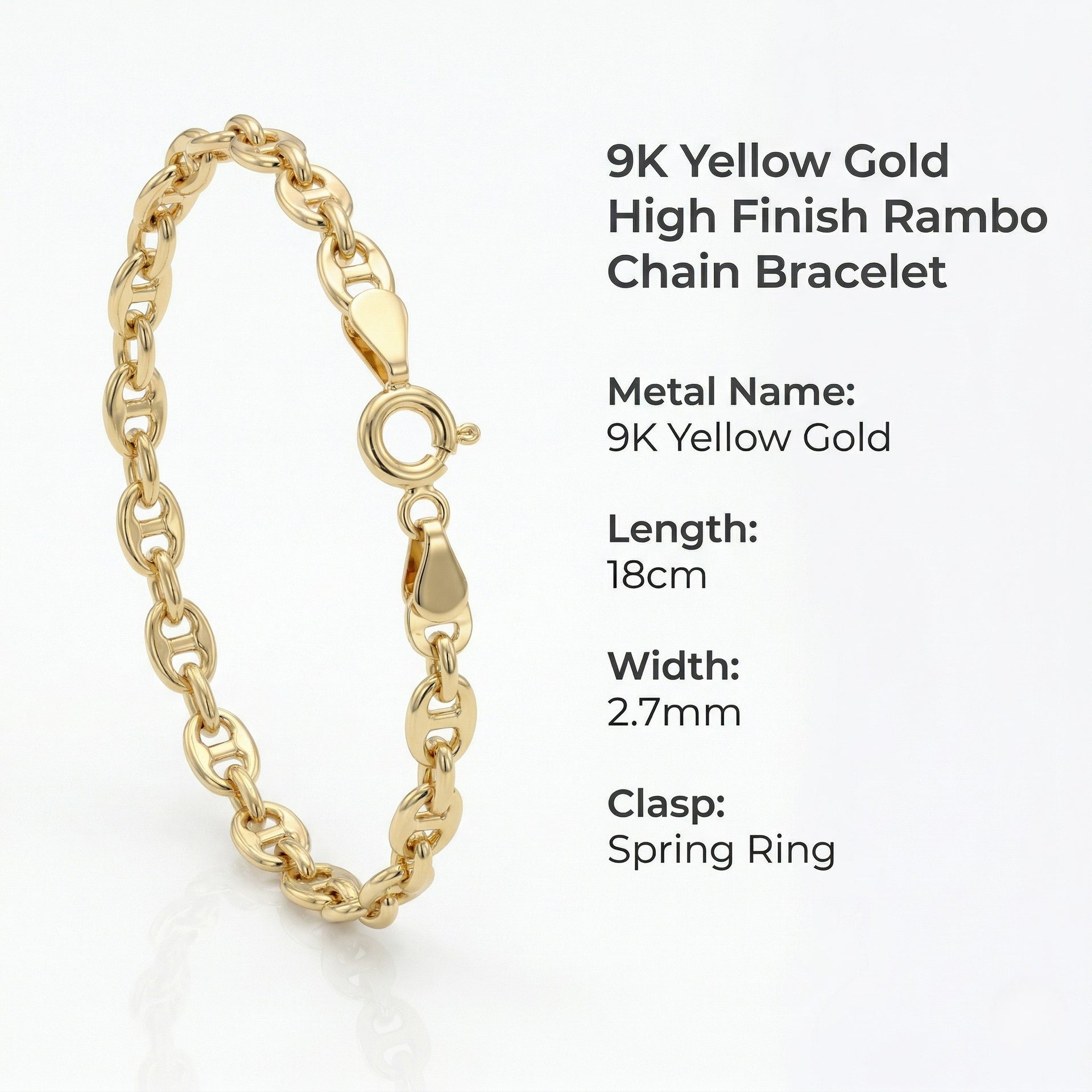 9K Yellow Gold 2.7MM Bracelet 7 Inch 8593436 6