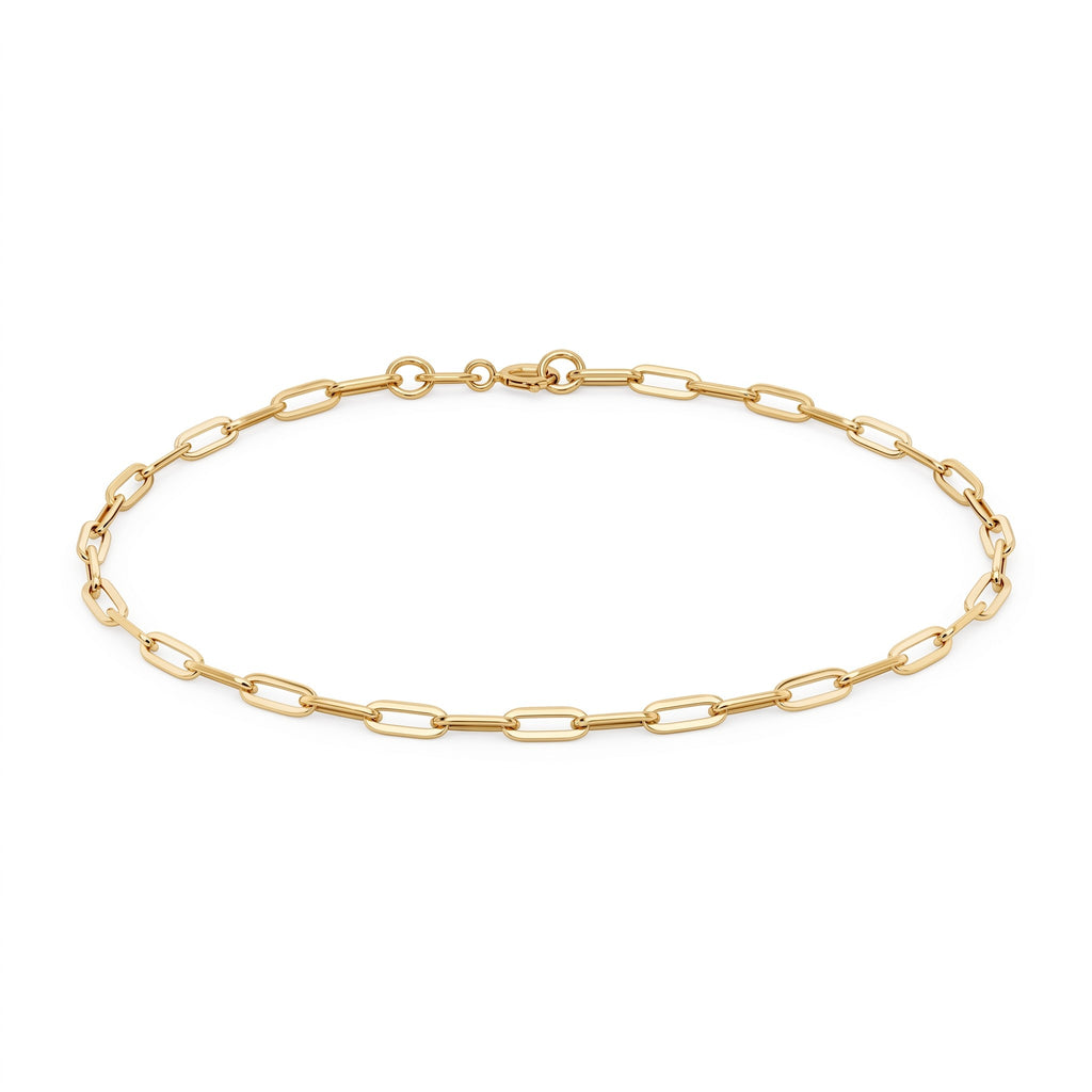 9K Yellow Gold Chain Bracelet (Size - 7.25) with Spring Ring Clasp_8593438