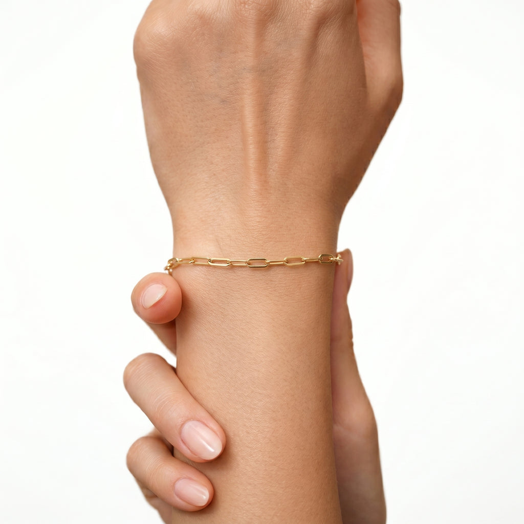 9K Yellow Gold Chain Bracelet (Size - 7.25) with Spring Ring Clasp_8593438_1