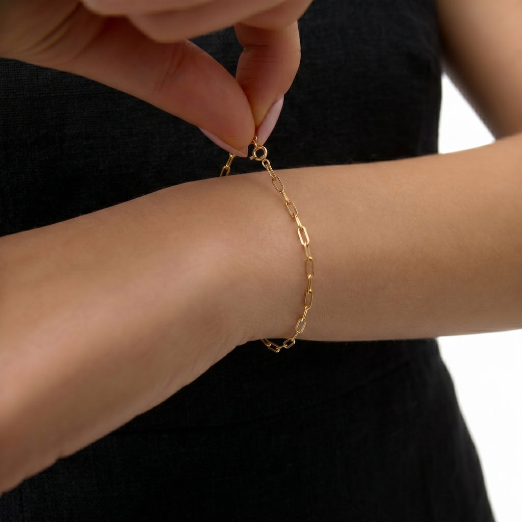 9K Yellow Gold Chain Bracelet (Size - 7.25) with Spring Ring Clasp_8593438_2