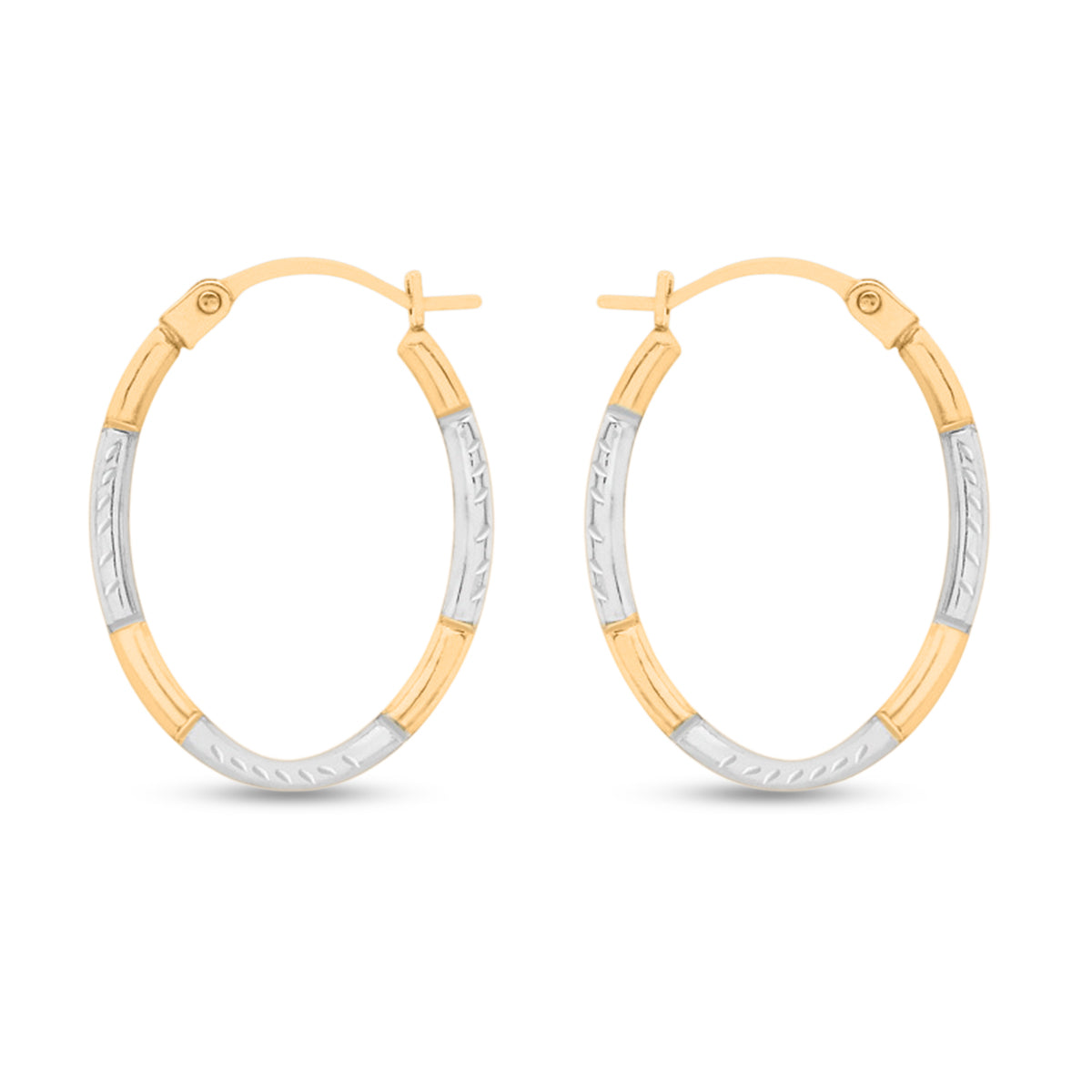 9K Yellow Gold Hoop Earring with Clasp in Two Tone Plating V32531851 0