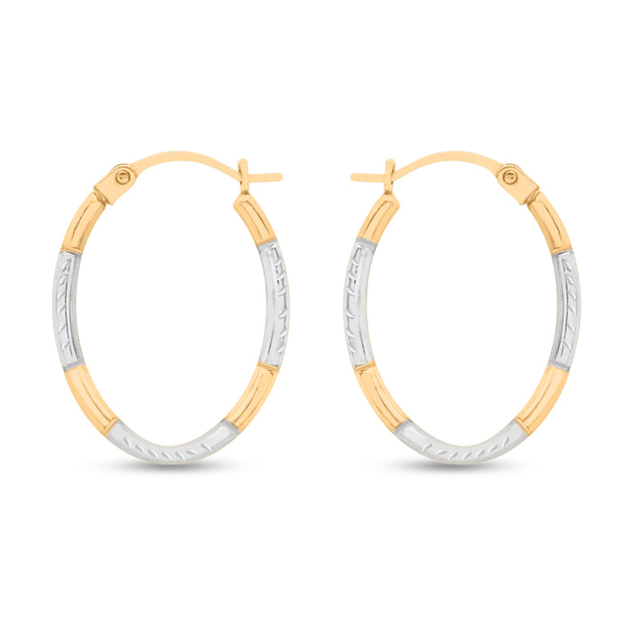 9K Yellow Gold Hoop Earring with Clasp in Two Tone Plating 8593468 1