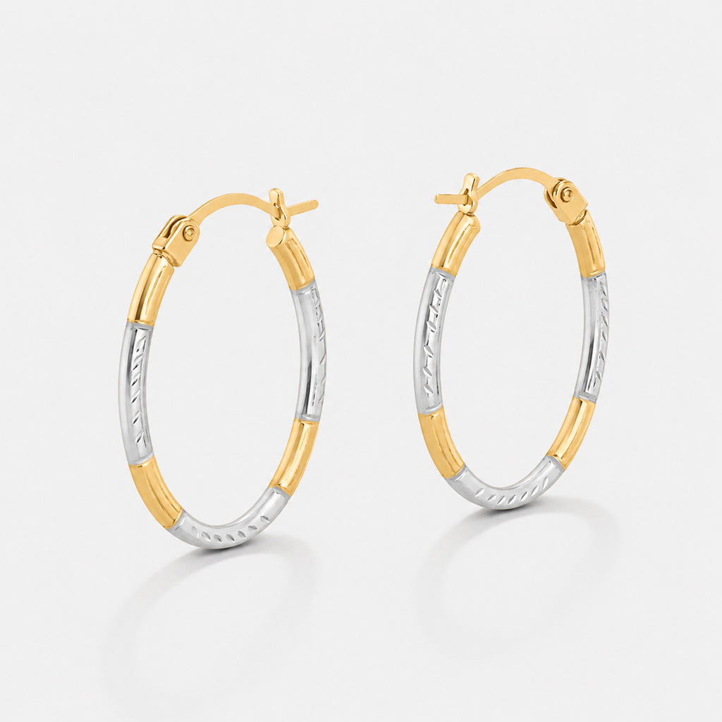 9K Yellow Gold Earring with Clasp in Two Tone Plating_8593468_3