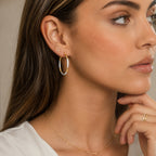 9K Yellow Gold Earring with Clasp in Two Tone Plating_8593468_5