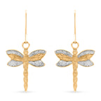9K Yellow & White Gold Dragonfly Drop Earring with Hook_8593515