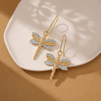 9K Yellow & White Gold Dragonfly Drop Earring with Hook_8593515_2