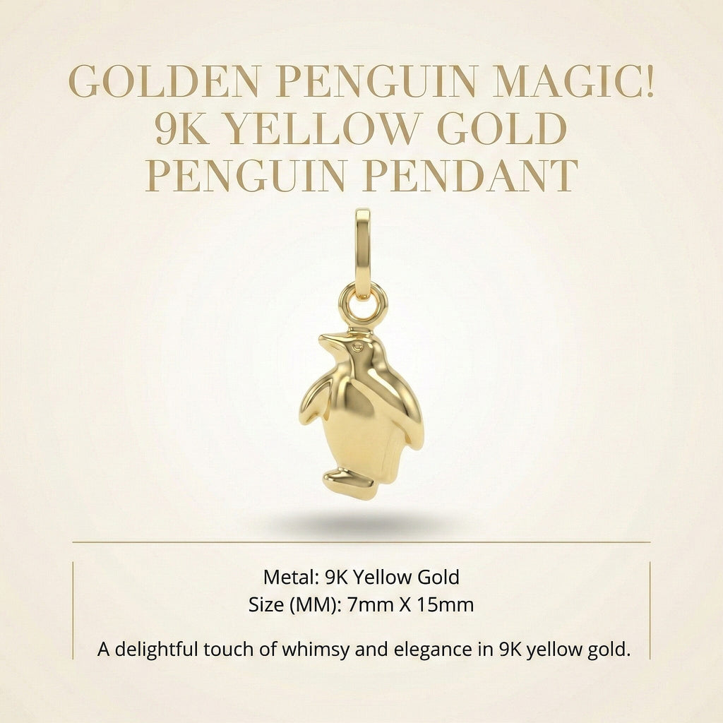 9K Yellow Gold Penguin Pendant_8593517_7