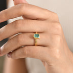 AAA Gemfields Zambian Emerald & Blue Sapphire Ring in 18K Vermeil Yellow Gold Plated Sterling Silver 1.10 Ct._8594208_2