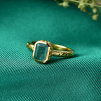 AAA Gemfields Zambian Emerald & Blue Sapphire Ring in 18K Vermeil Yellow Gold Plated Sterling Silver 1.10 Ct._8594208_3