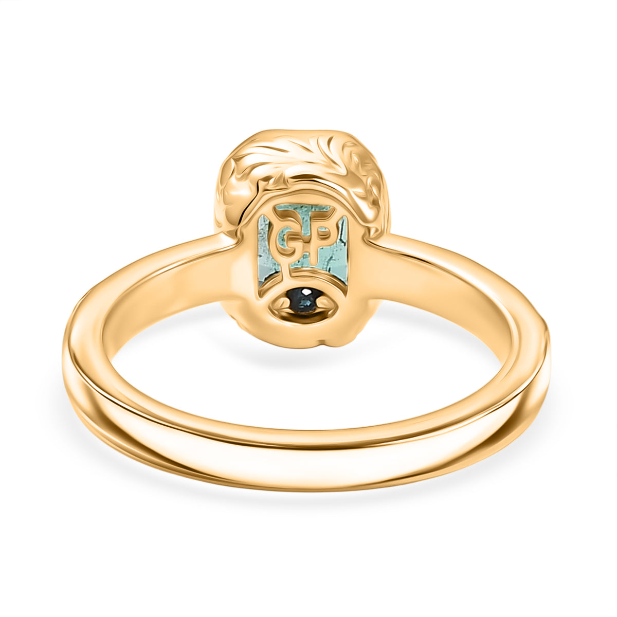 GP - AAA Gemfields Zambian Emerald &amp; Blue Sapphire Solitaire Ring in 18K Vermeil Yellow Gold Plated Sterling Silver 1.10 Ct. 8594208 6