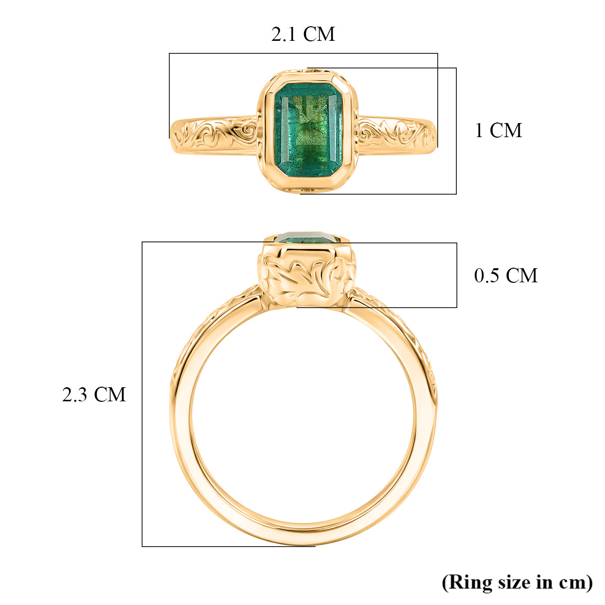 GP - AAA Gemfields Zambian Emerald &amp; Blue Sapphire Solitaire Ring in 18K Vermeil Yellow Gold Plated Sterling Silver 1.10 Ct. 8594208 7