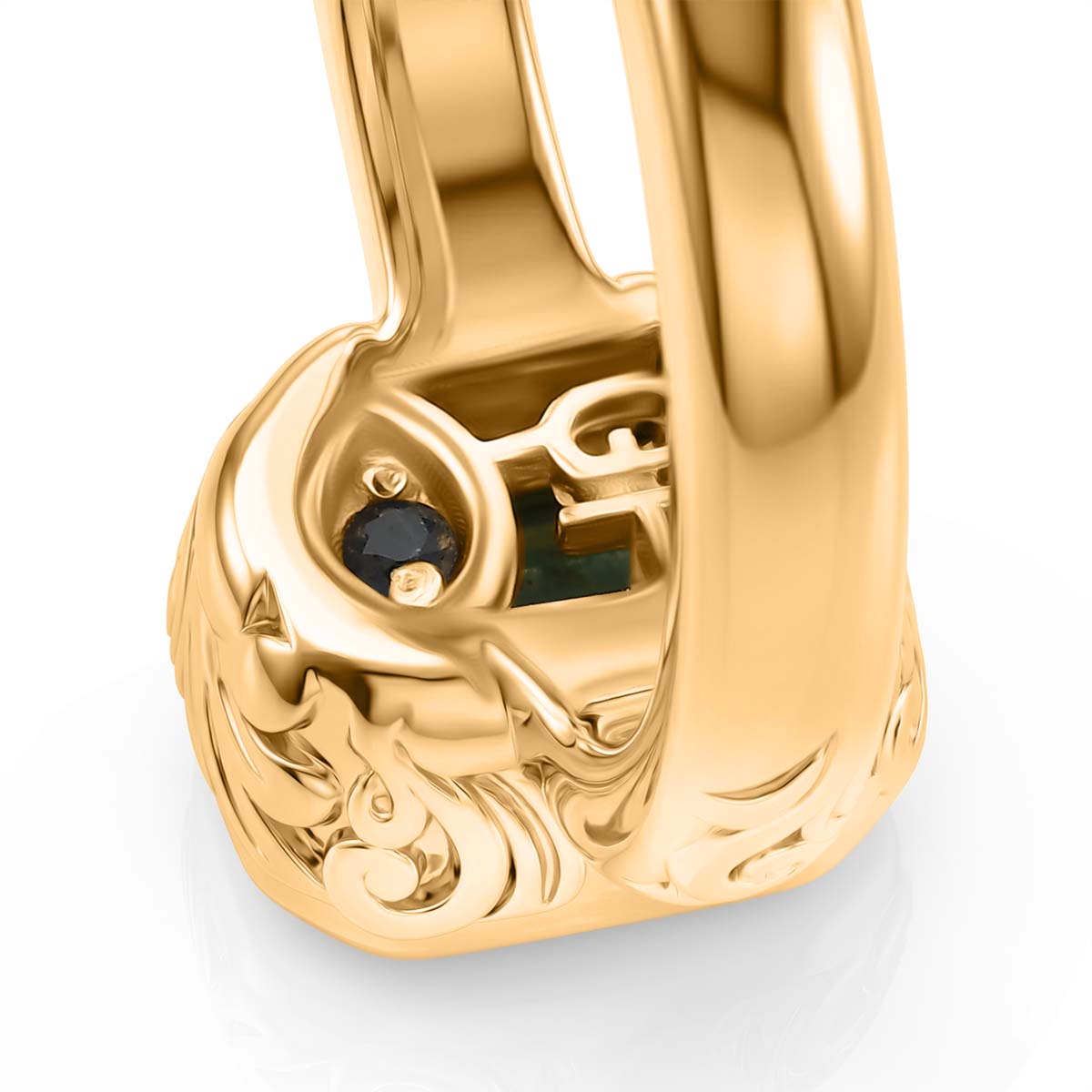 GP - AAA Gemfields Zambian Emerald &amp; Blue Sapphire Solitaire Ring in 18K Vermeil Yellow Gold Plated Sterling Silver 1.10 Ct. 8594208 8